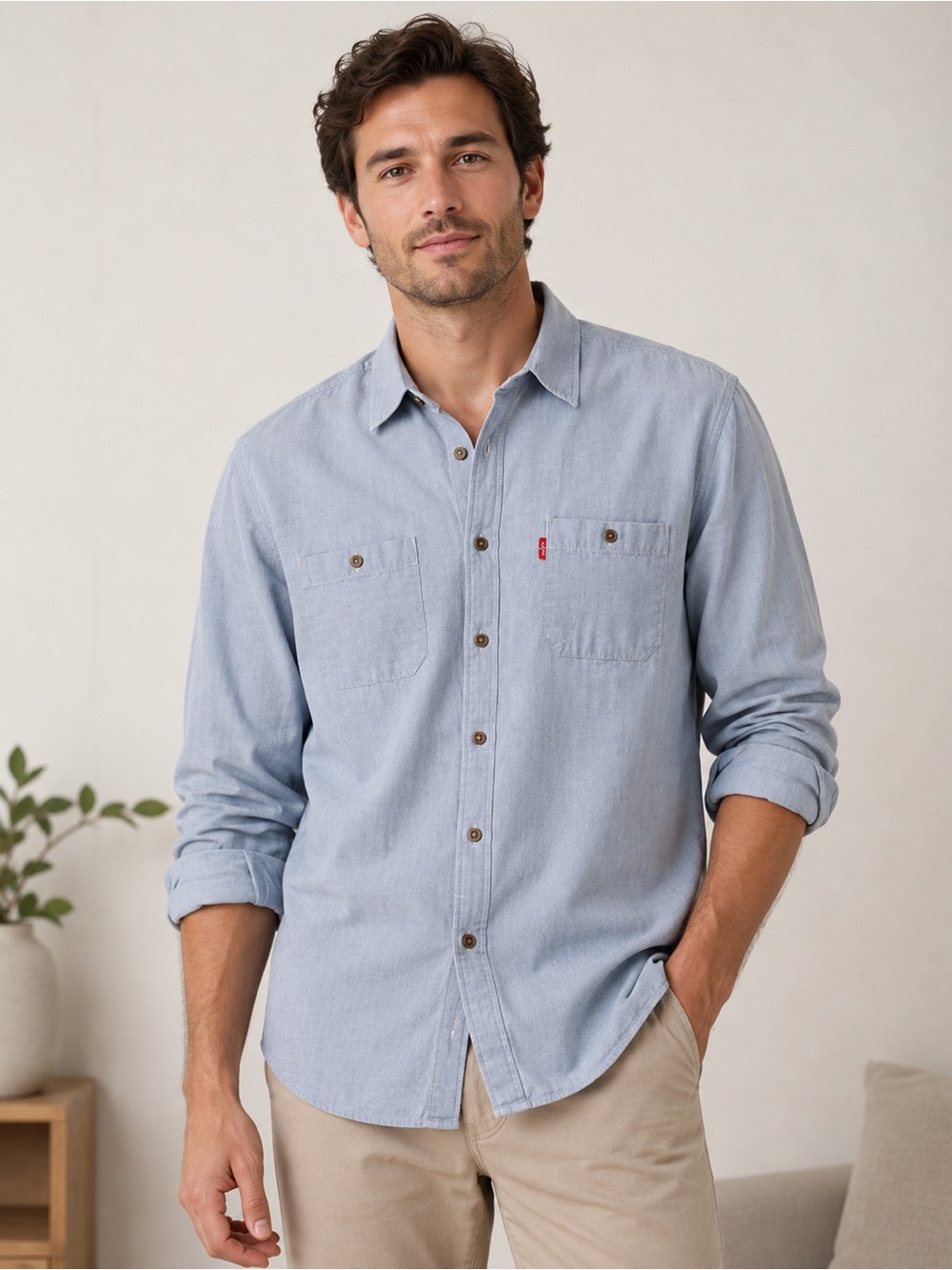 Levi’s Light Blue 100% Cotton Button-Down Shirt XL Long Sleeve Casual Workwear